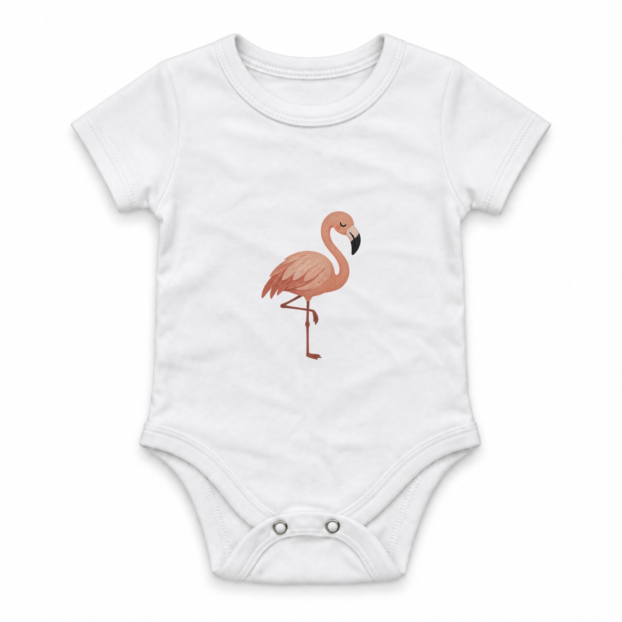 Flamingo balancing on one leg Zıbın — Beyaz — ön görünüm