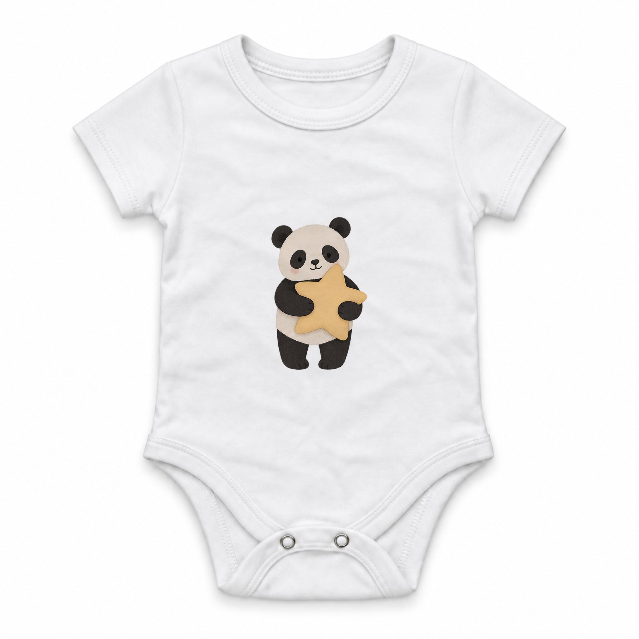 Panda hugging a star pillow Zıbın — Beyaz — ön görünüm