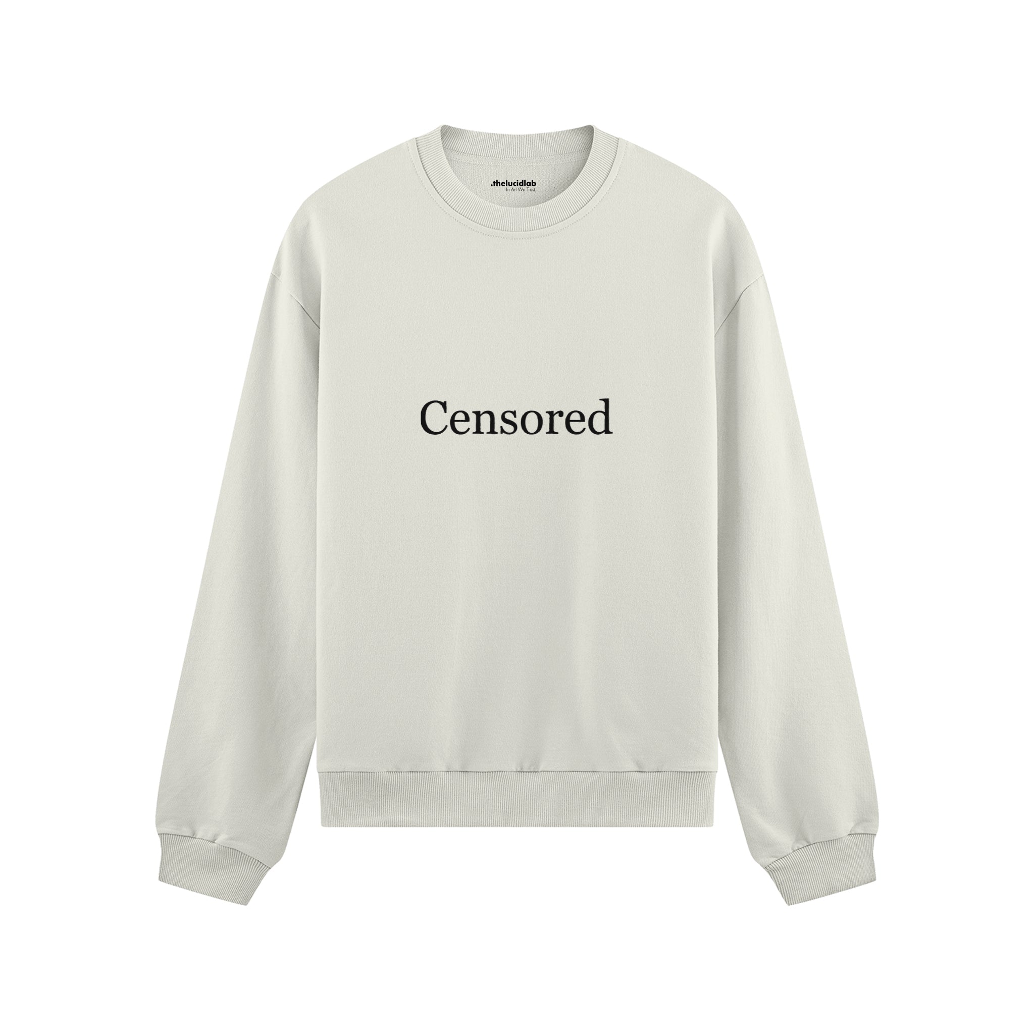 CENSORED Oversize Sweatshirt – Beyaz – ön görünüm