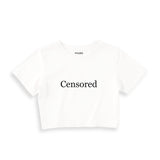 Censored Crop Tişört — Beyaz — ön görünüm