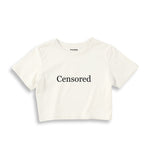 Censored Crop Tişört — Ekru — ön görünüm