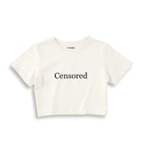 Censored Crop Tişört — Ekru — ön görünüm