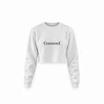 CENSORED crop sweatshirt – Beyaz – ön görünüm