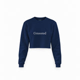 CENSORED crop sweatshirt – Lacivert – ön görünüm