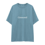 Censored Oversize Tişört — Çelik Mavi — ön görünüm