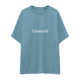 Censored Oversize Tişört — Çelik Mavi — ön görünüm