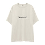 Censored Oversize Tişört — Ekru — ön görünüm