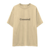 Censored Oversize Tişört — Krem — ön görünüm