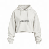 CENSORED oversize crop hoodie – Beyaz – ön görünüm