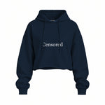 CENSORED oversize crop hoodie – Lacivert – ön görünüm