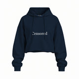 CENSORED oversize crop hoodie – Lacivert – ön görünüm