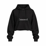CENSORED oversize crop hoodie – Siyah – ön görünüm