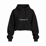 CENSORED oversize crop hoodie – Siyah – ön görünüm