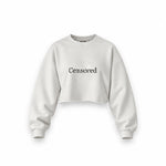 CENSORED oversize crop sweatshirt – Beyaz – ön görünüm