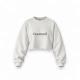 CENSORED oversize crop sweatshirt – Beyaz – ön görünüm