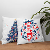 Christmas Ornaments Navy Blue Double-Sided Throw Pillow Cover Set