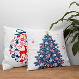 Christmas Ornaments Navy Blue Double-Sided Throw Pillow Cover Set