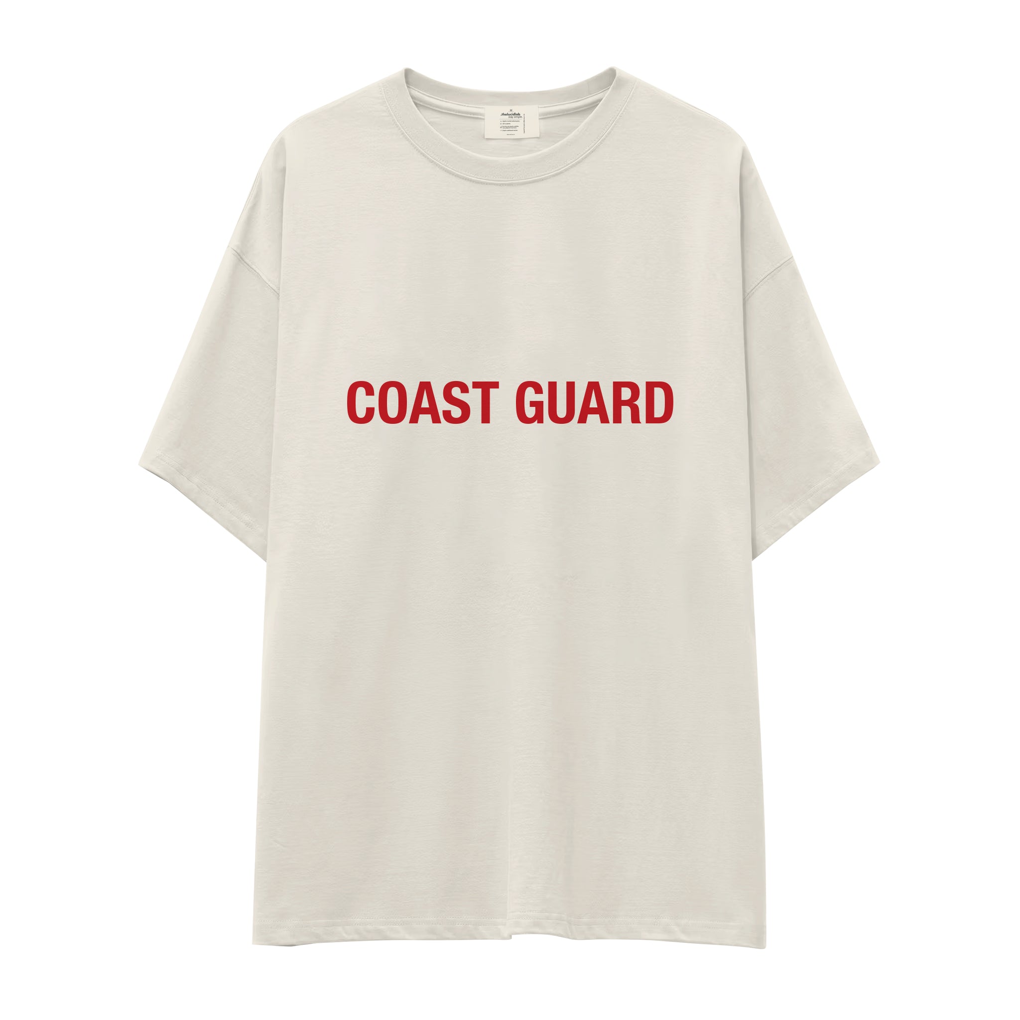 Coast Guard Oversize Tişört - Ekru - Ön Görünüm
