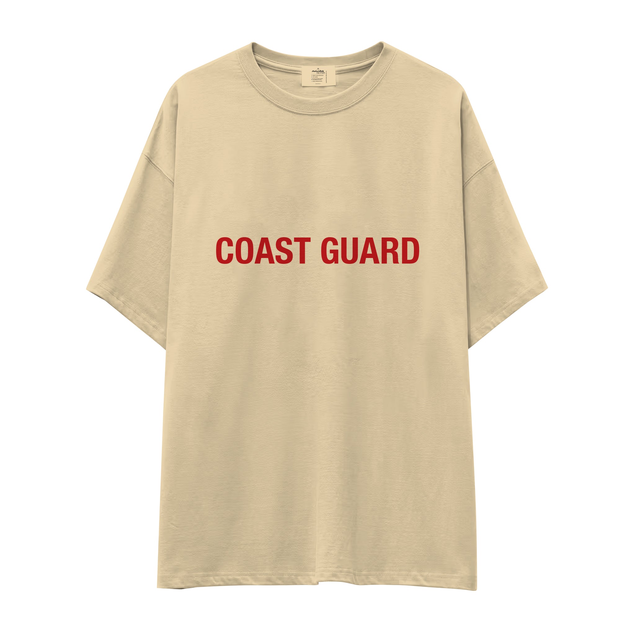 Coast Guard Oversize Tişört - Krem - Ön Görünüm