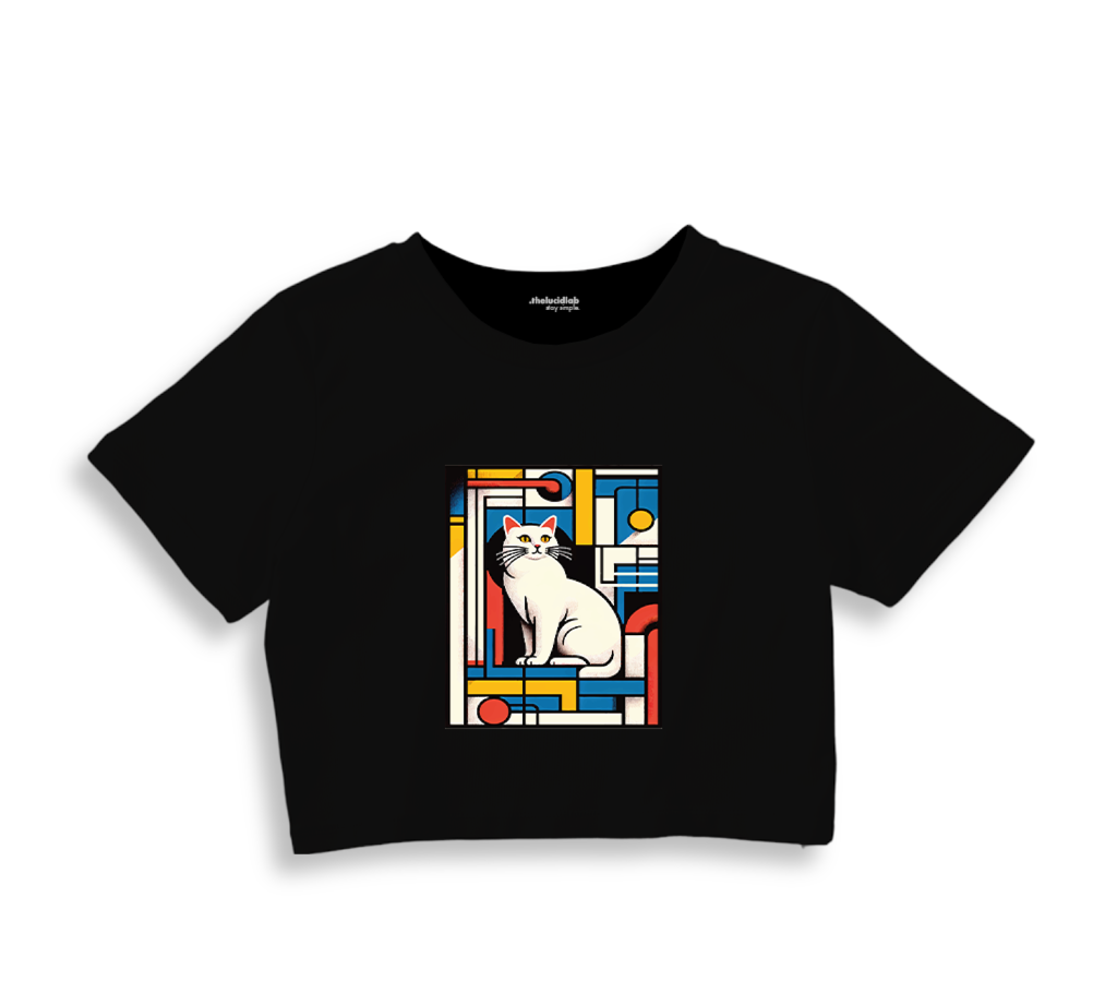 Bauhaus Cat Crop Tişört