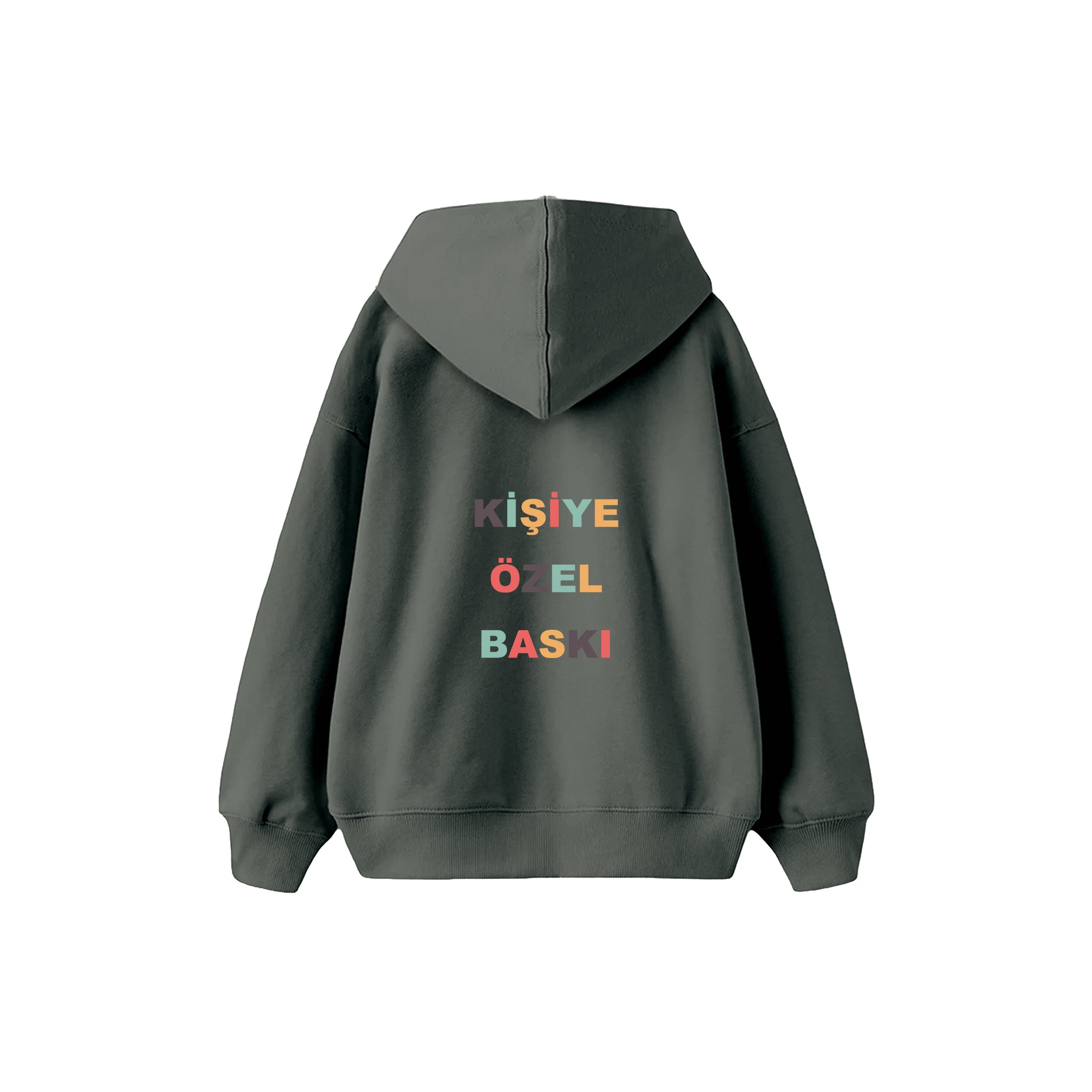 Kişiye Özel Baskılı Çocuk Hoodie — Antrasit — arka baskı görünümü