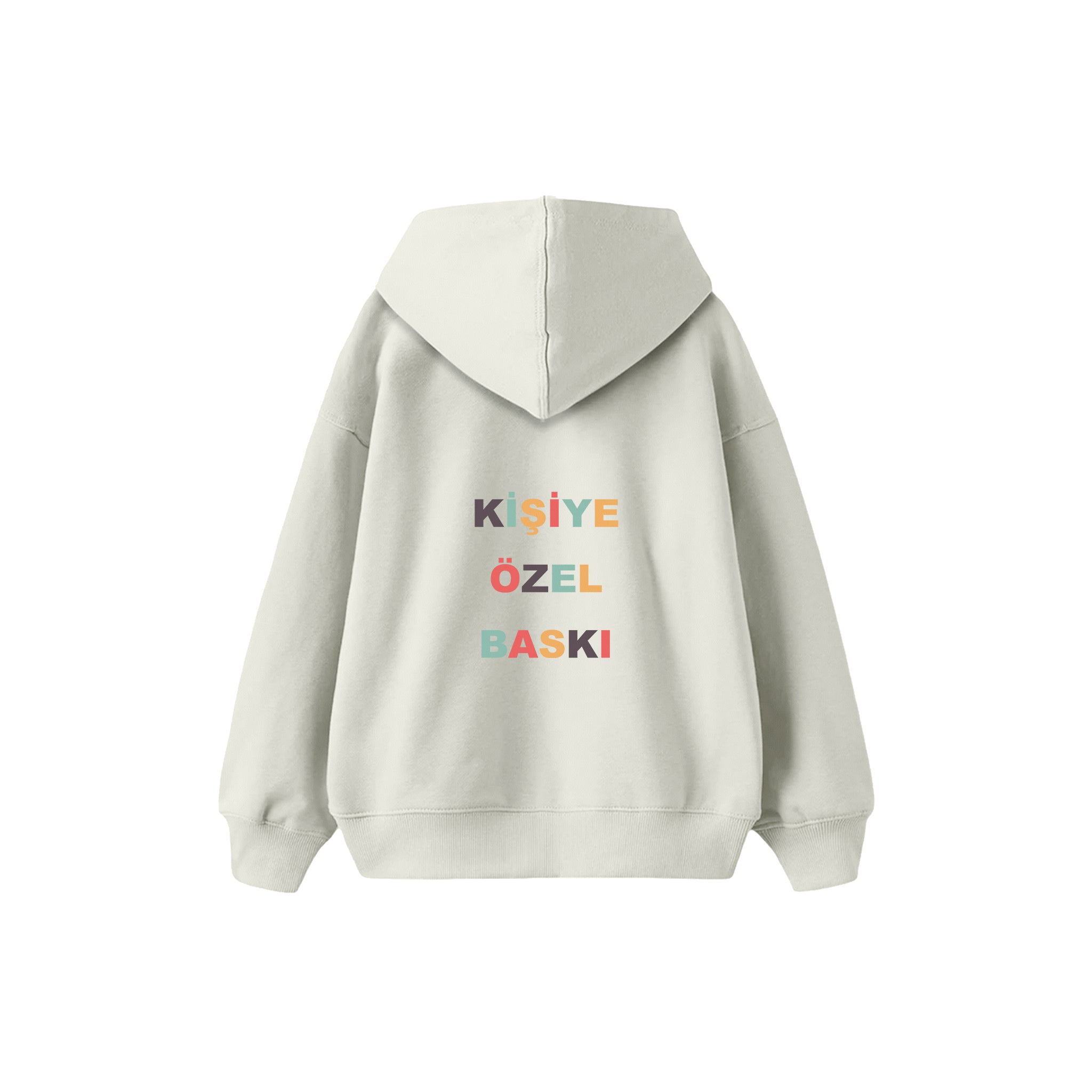 Kişiye Özel Baskılı Çocuk Hoodie — Beyaz — arka baskı görünümü