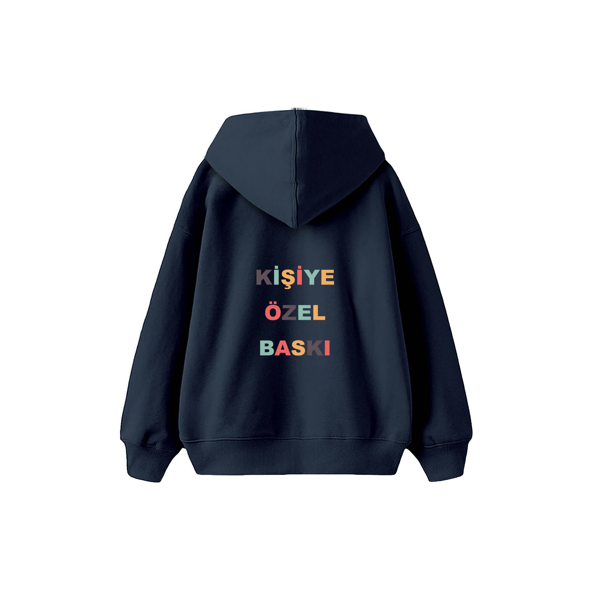 Kişiye Özel Baskılı Çocuk Hoodie — Lacivert — arka baskı görünümü