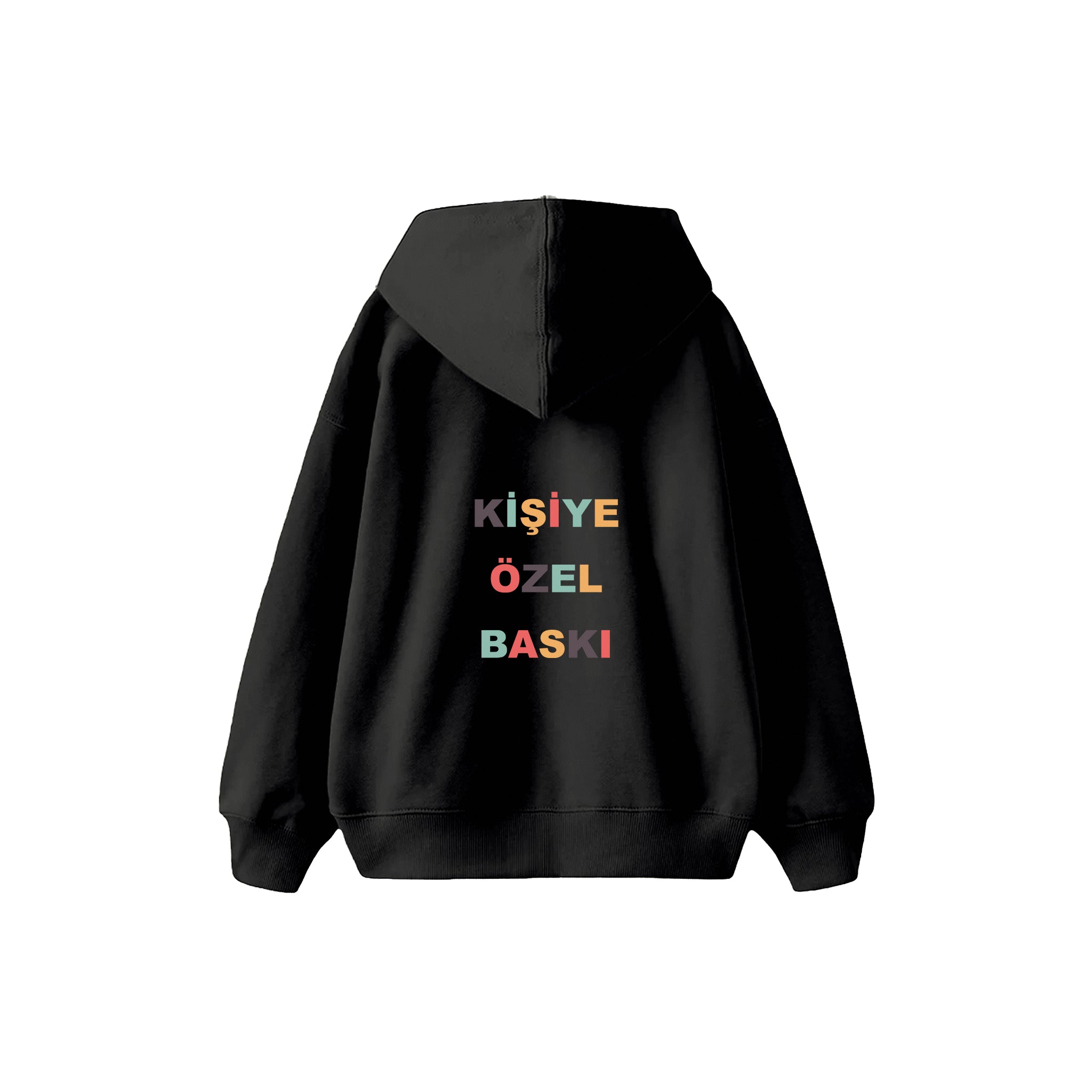 Kişiye Özel Baskılı Çocuk Hoodie — Siyah — arka baskı görünümü