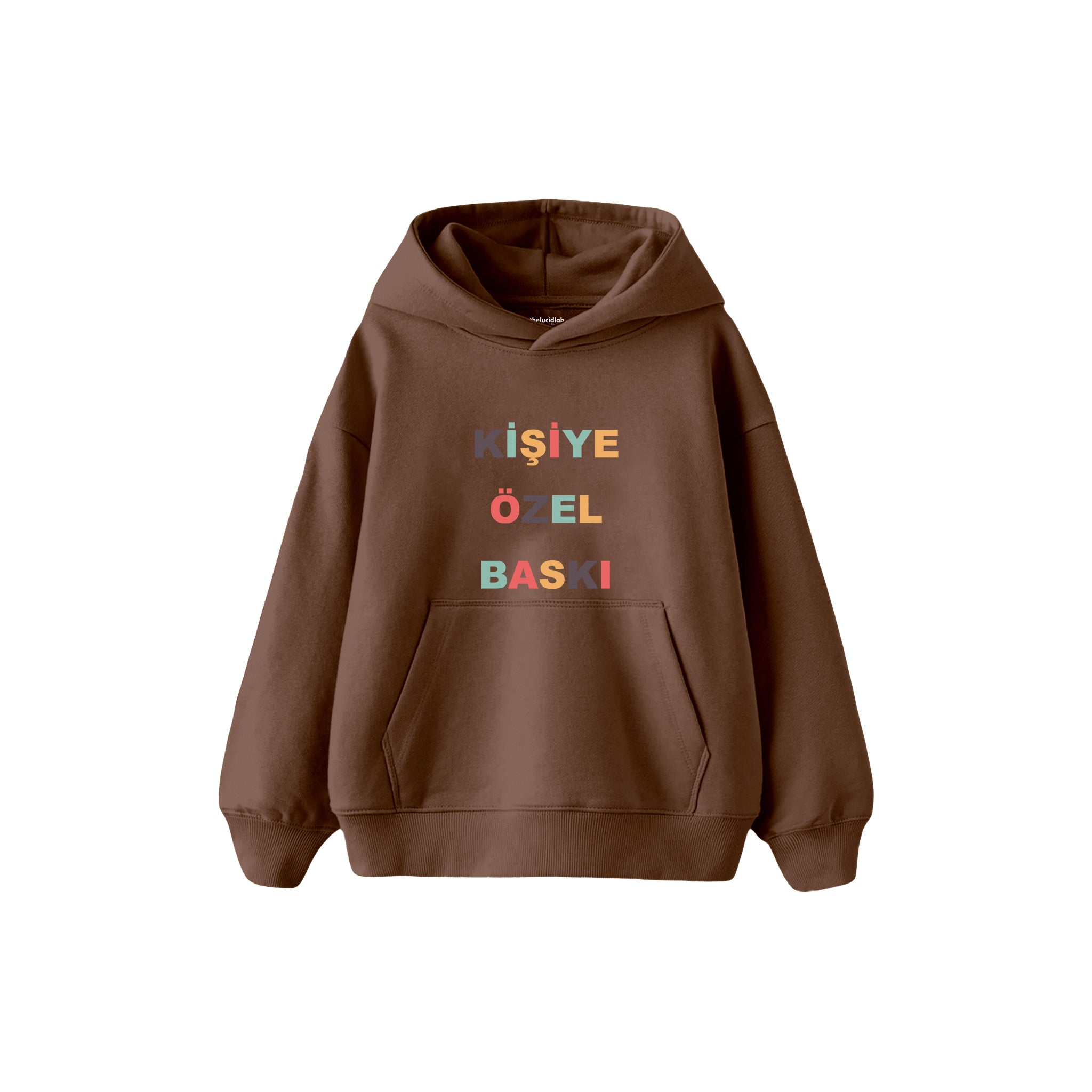 Kişiye Özel Baskılı Çocuk Hoodie — Kahverengi — ön baskı görünümü