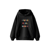 Kişiye Özel Baskılı Çocuk Hoodie — Siyah — ön baskı görünümü