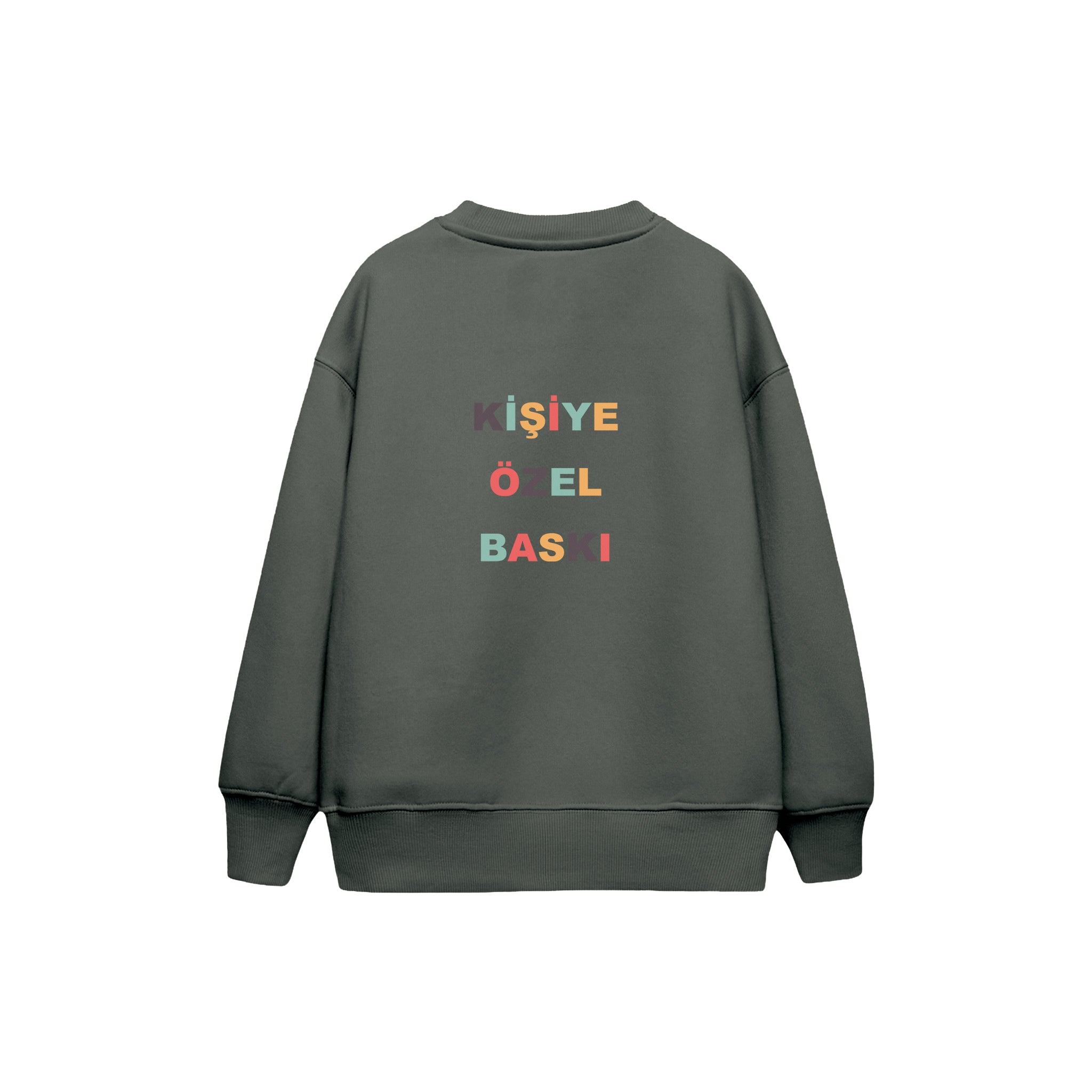 Kişiye Özel Baskılı Çocuk Sweatshirt — Antrasit — arka baskı görünümü