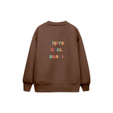 Kişiye Özel Baskılı Çocuk Sweatshirt — Kahverengi — arka baskı görünümü