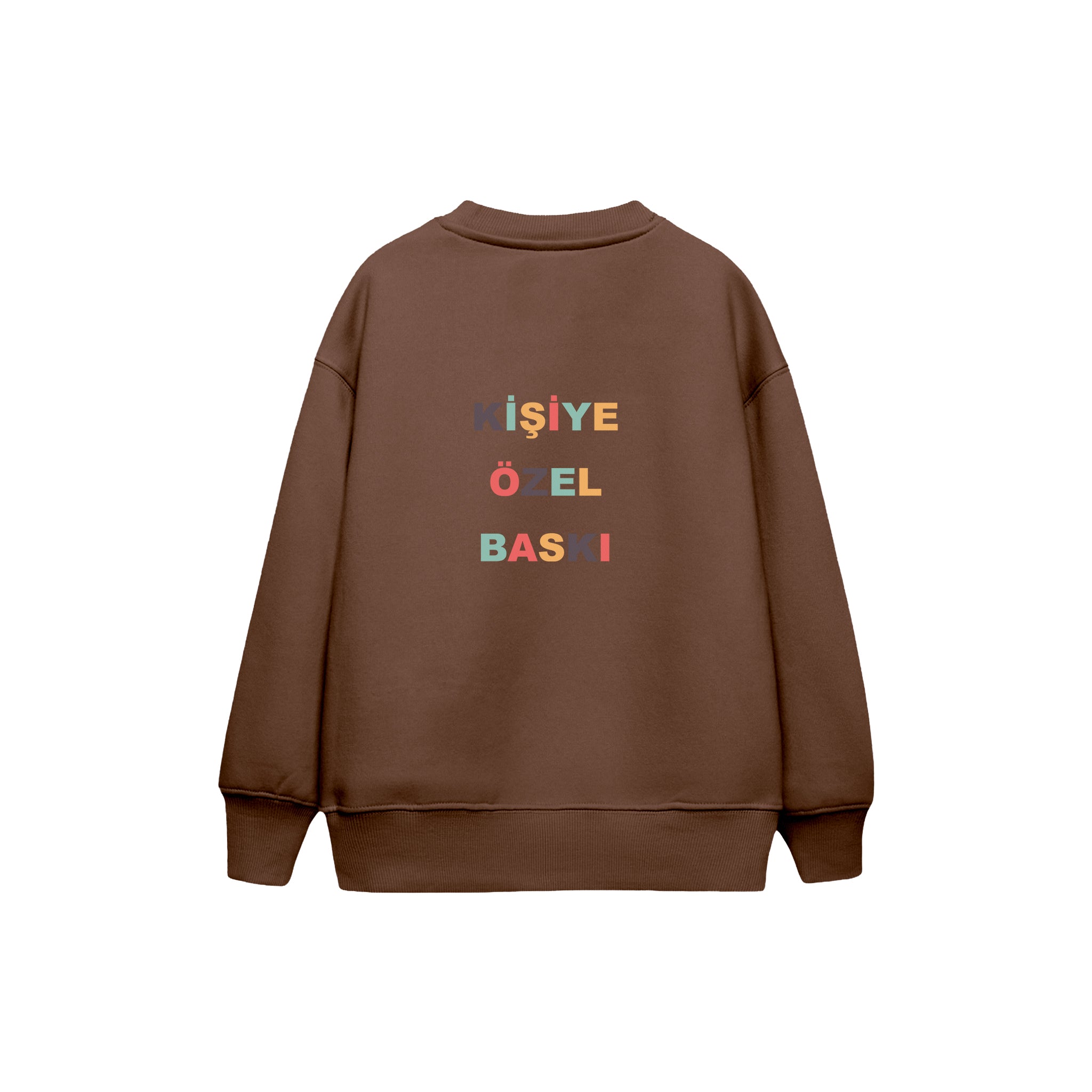 Kişiye Özel Baskılı Çocuk Sweatshirt — Kahverengi — arka baskı görünümü