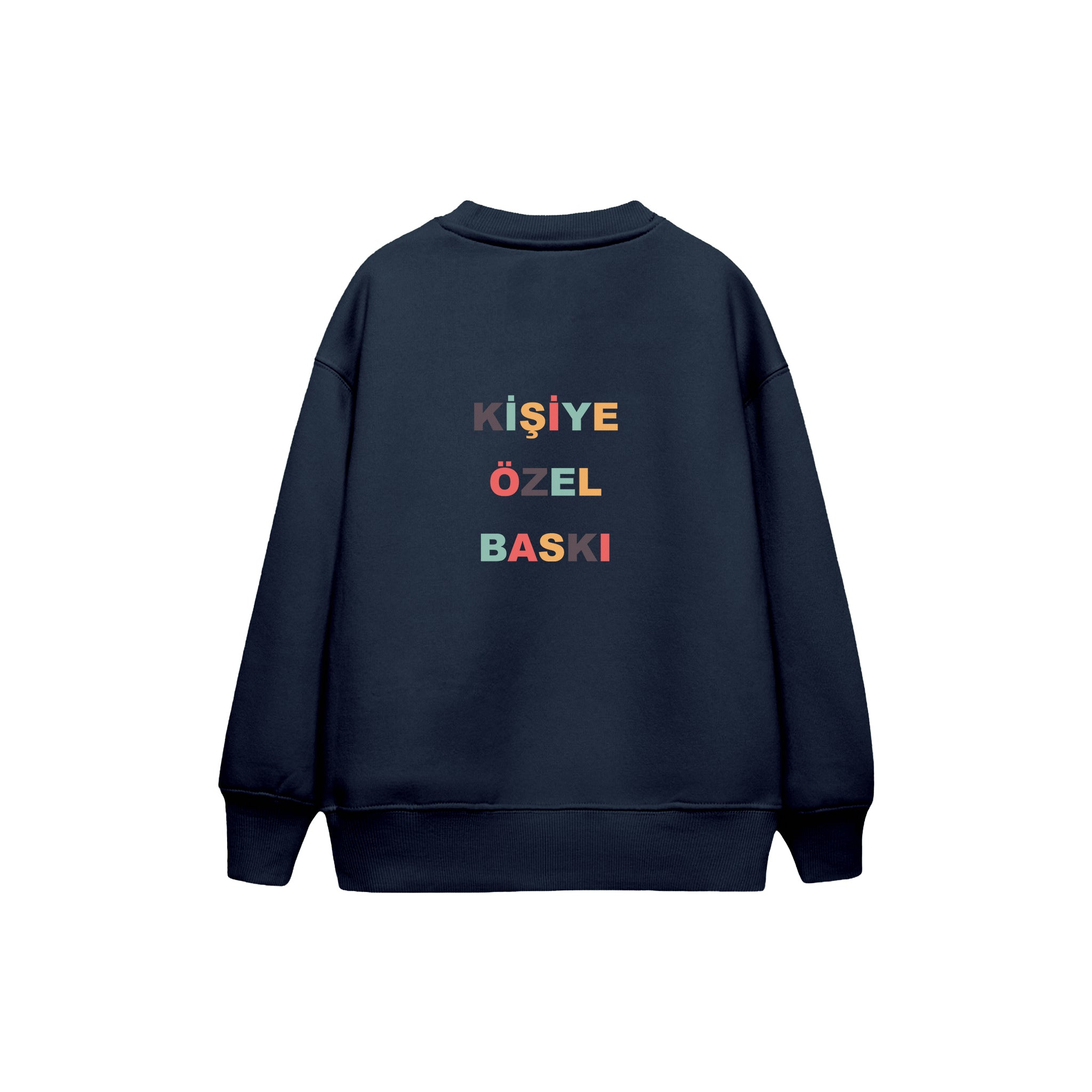 Kişiye Özel Baskılı Çocuk Sweatshirt — Lacivert — arka baskı görünümü