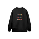 Kişiye Özel Baskılı Çocuk Sweatshirt — Siyah — arka baskı görünümü