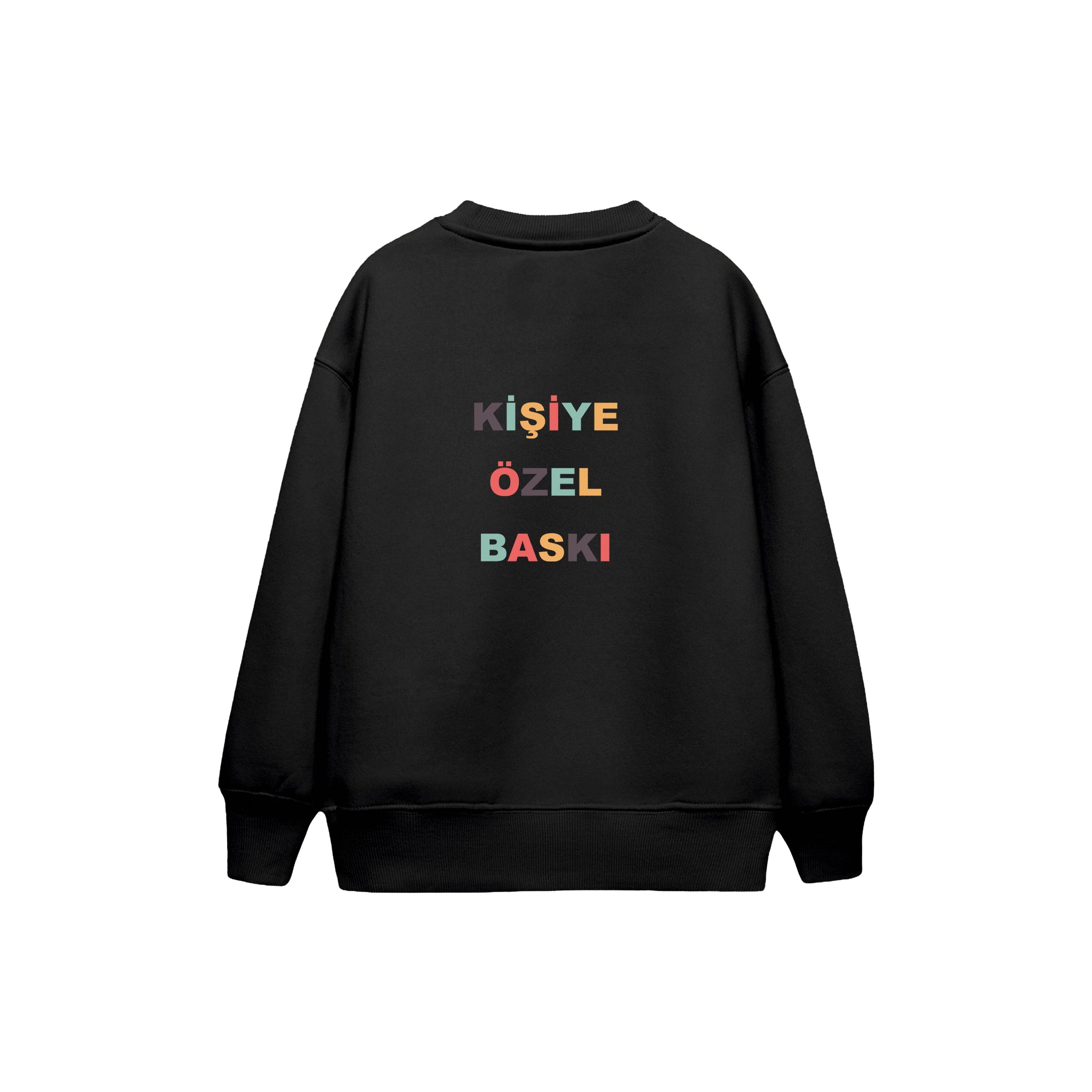 Kişiye Özel Baskılı Çocuk Sweatshirt — Siyah — arka baskı görünümü