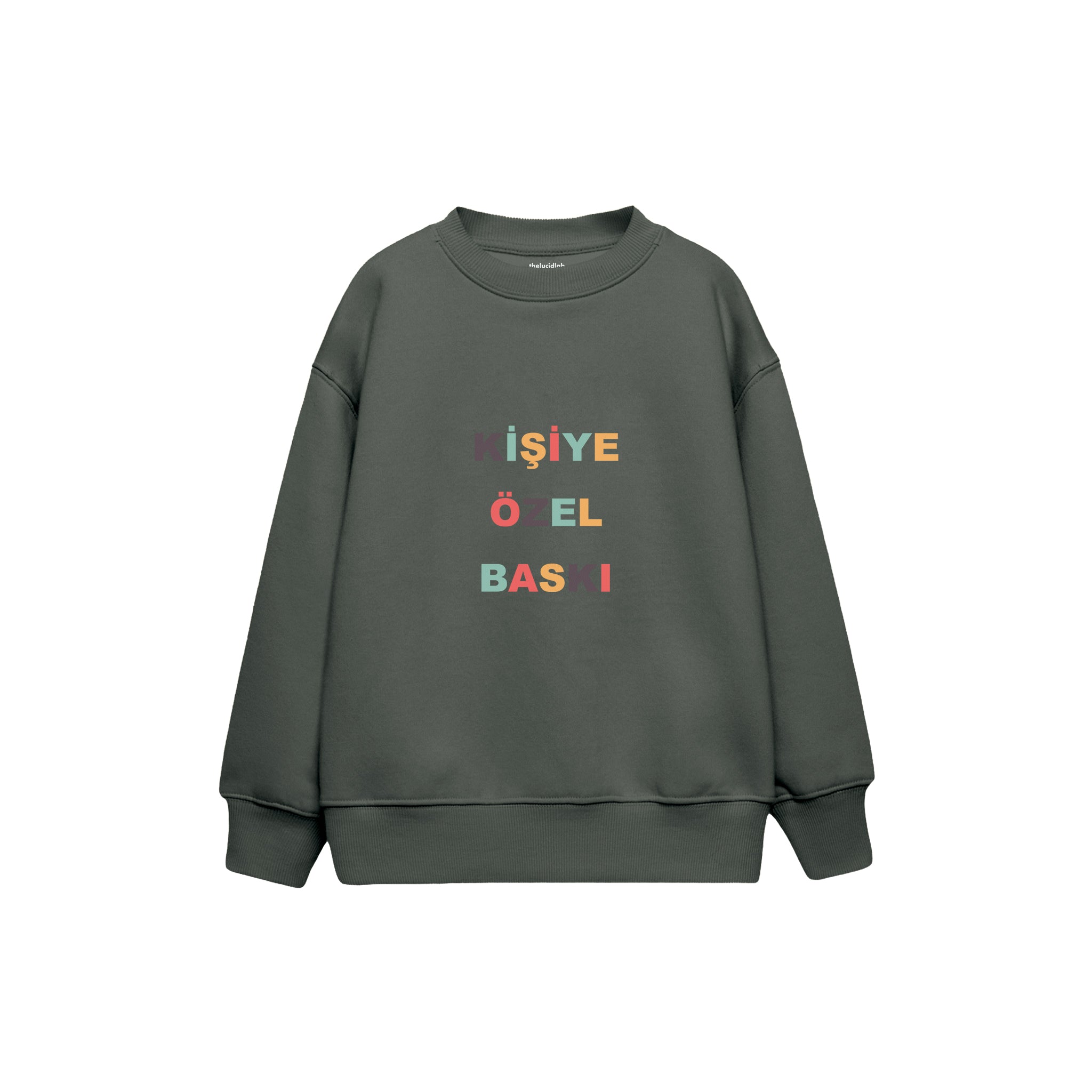 Kişiye Özel Baskılı Çocuk Sweatshirt — Antrasit — ön baskı görünümü