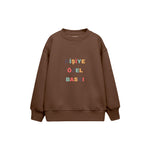 Kişiye Özel Baskılı Çocuk Sweatshirt — Kahverengi — ön baskı görünümü