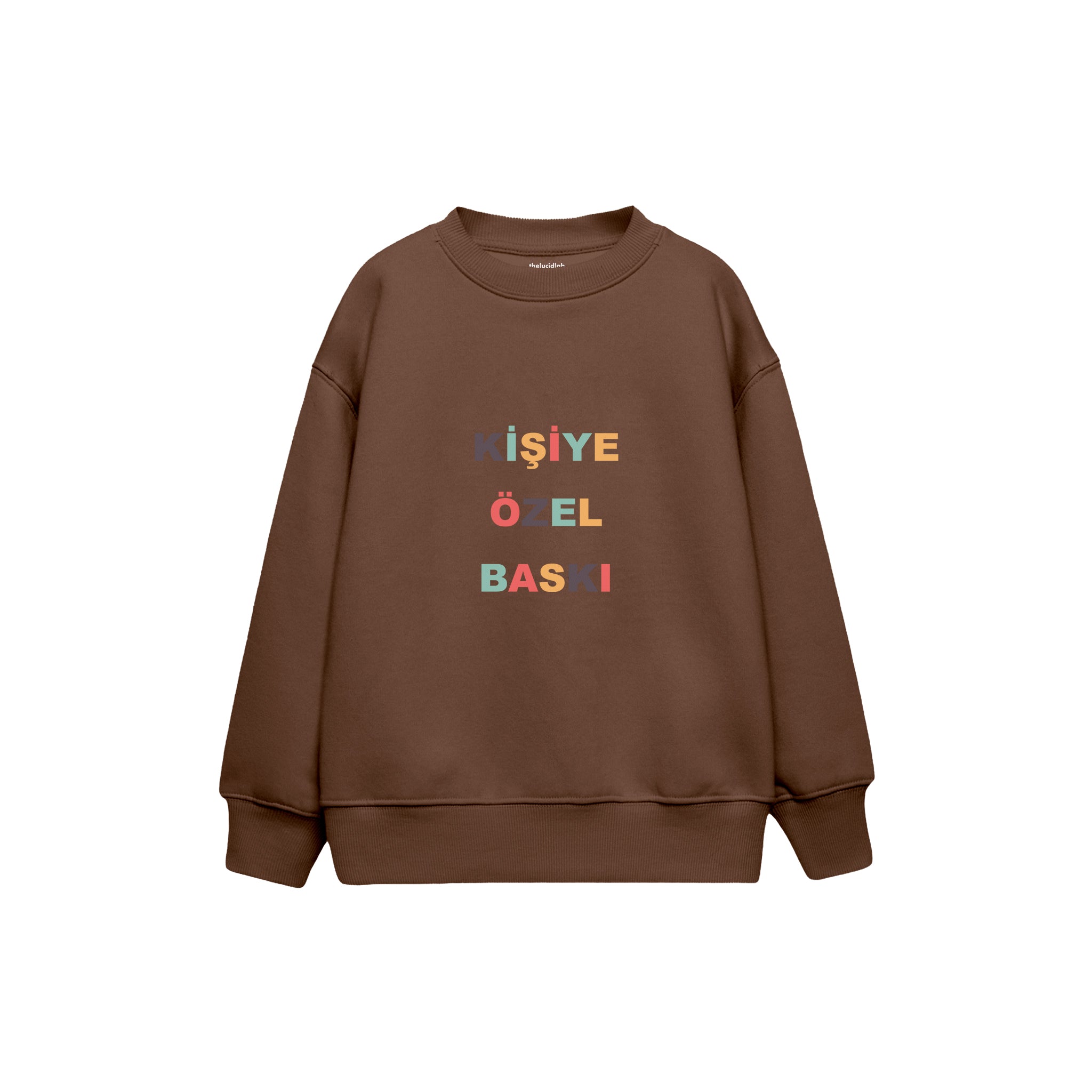 Kişiye Özel Baskılı Çocuk Sweatshirt — Kahverengi — ön baskı görünümü