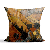 Ev ve Çiftçili Manzara Çift Taraflı Kırlent Kılıfı 2 Adet