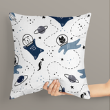 Animals at Space - Hayvanlı Çift Taraflı Kırlent Kılıfı 2 Adet