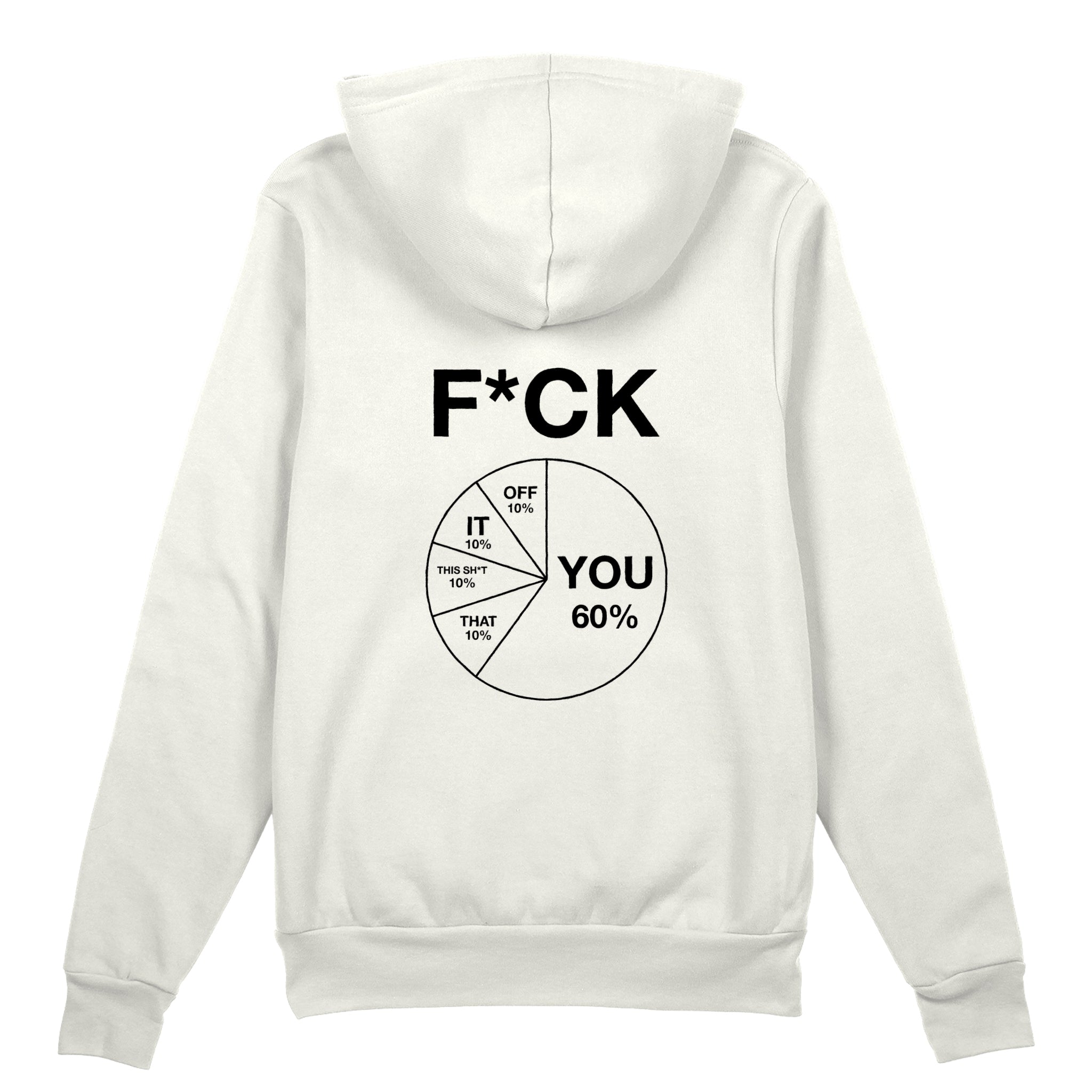 F*CK YOU Pie Chart Oversize Hoodie – Beyaz – arka görünüm