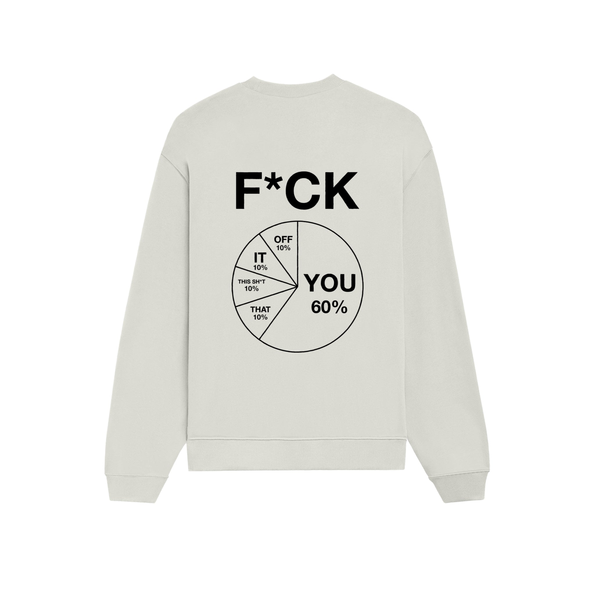 F*CK YOU Pie Chart Oversize Sweatshirt – Beyaz – arka görünüm