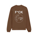 F*CK YOU Pie Chart Oversize Sweatshirt – Kahverengi – arka görünüm