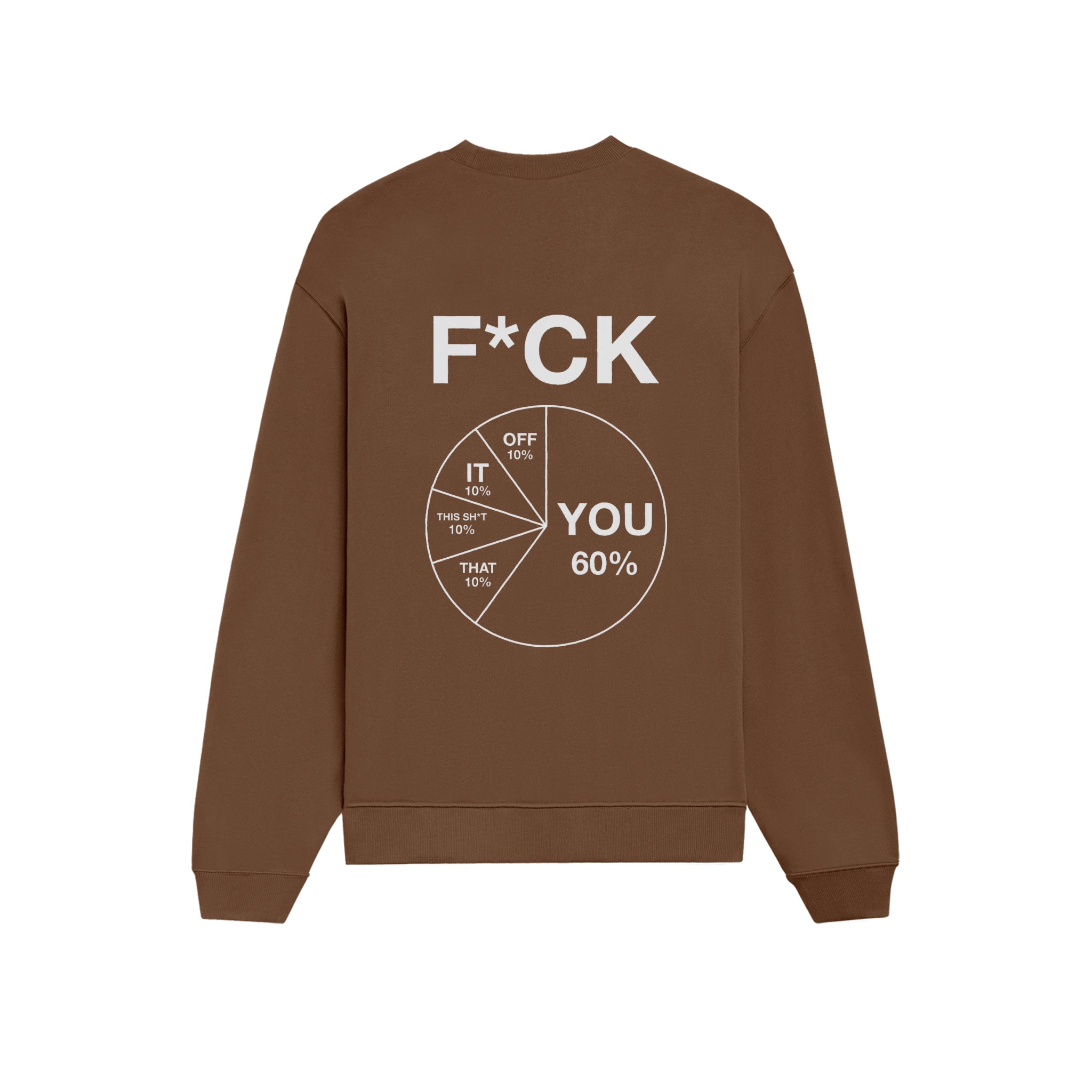 F*CK YOU Pie Chart Oversize Sweatshirt – Kahverengi – arka görünüm