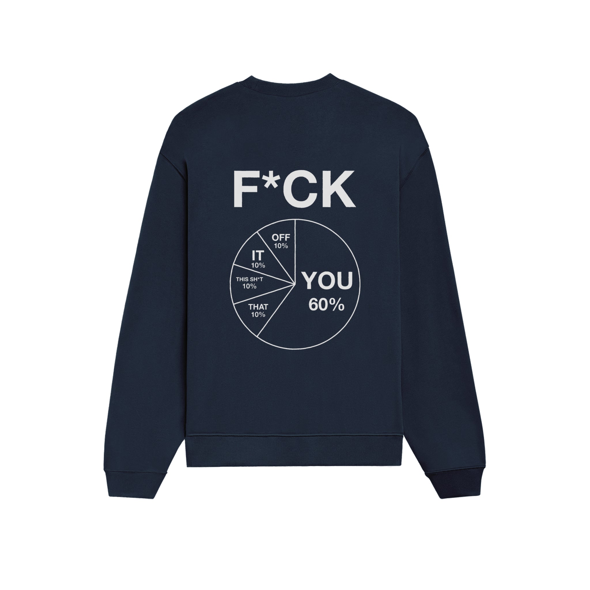 F*CK YOU Pie Chart Oversize Sweatshirt – Lacivert – arka görünüm