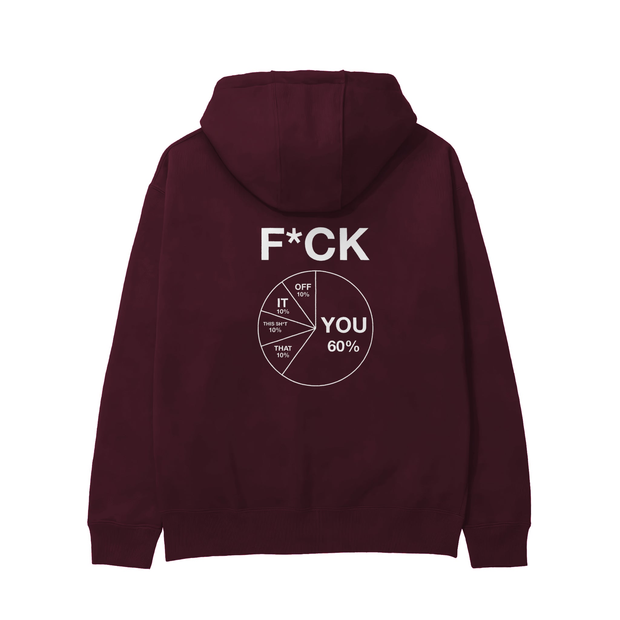 F*CK YOU Pie Chart Hoodie – Bordo – arka görünüm