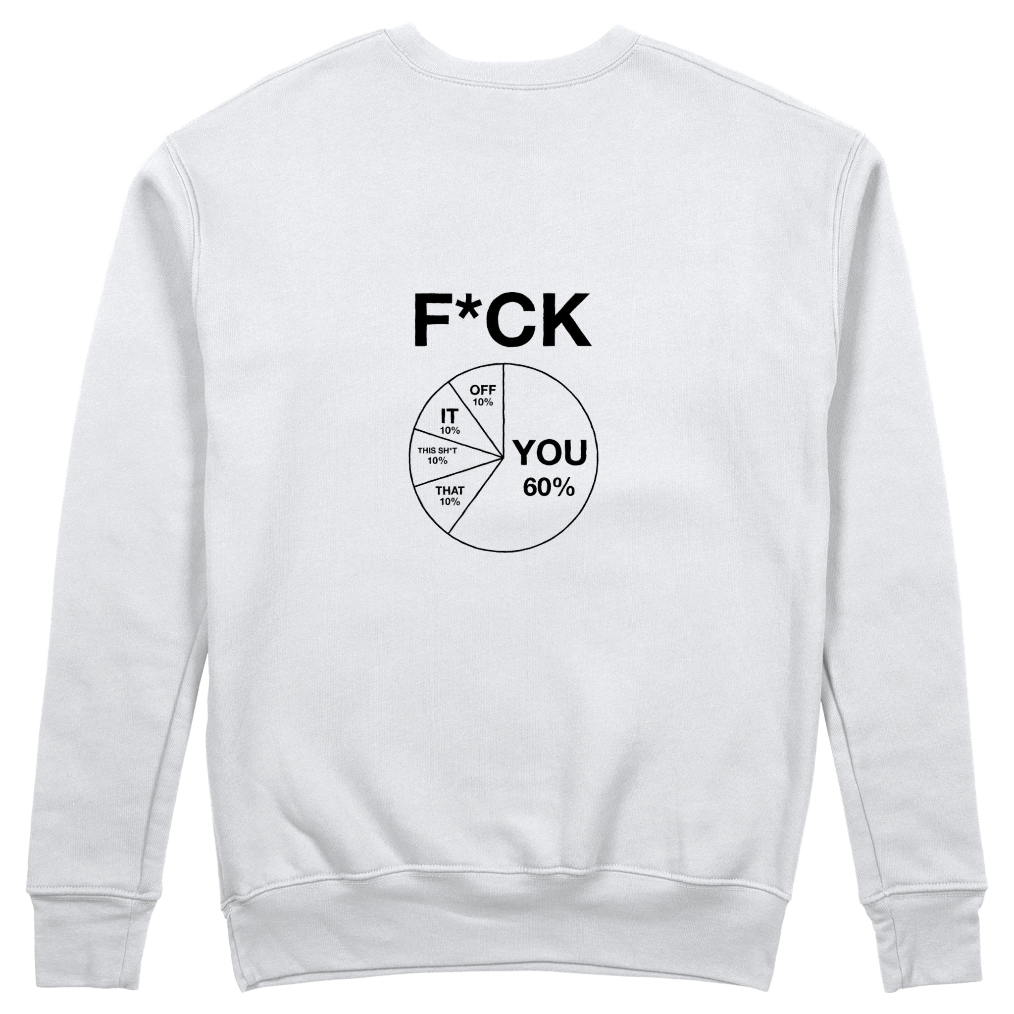 F*CK YOU Pie Chart Sweatshirt – Beyaz – arka görünüm