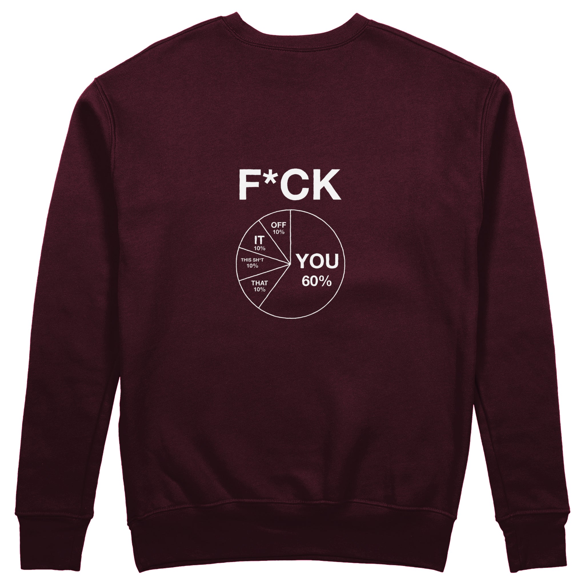 F*CK YOU Pie Chart Sweatshirt – Bordo – arka görünüm