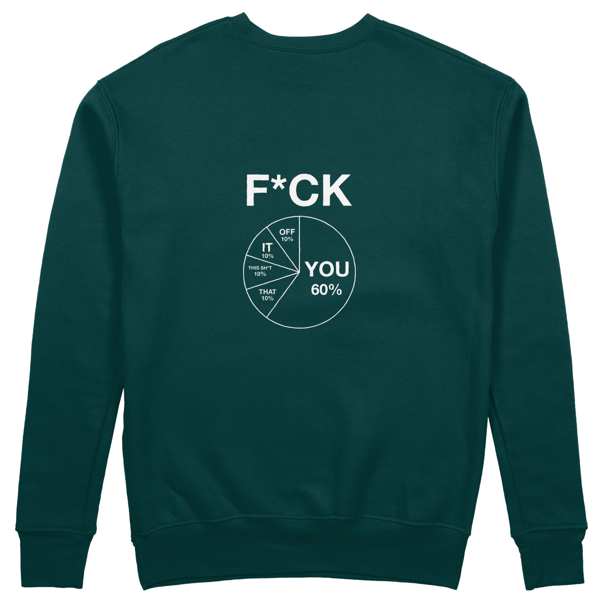 F*CK YOU Pie Chart Sweatshirt – Koyu Yeşil – arka görünüm